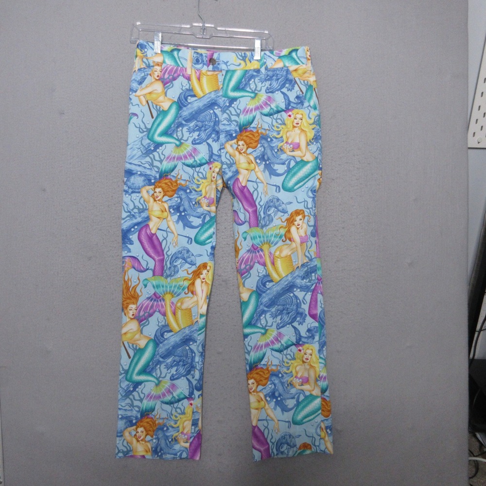 Loudmouth Golf Men Pants 32 Mermaid All Over Print Artsy Bold Novelty Statement
